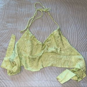 motel y2k green zebra crop top halter